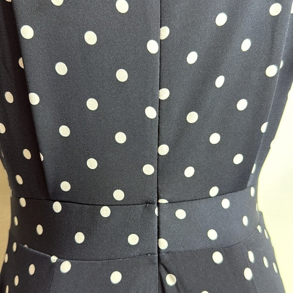 (H1)The Limited Navy Blue Polka Dot Zip Up Off Shoulder Wide Leg Jumpsuit,Size S - Picture 4 of 16